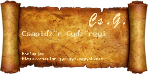 Csaplár Györgyi névjegykártya